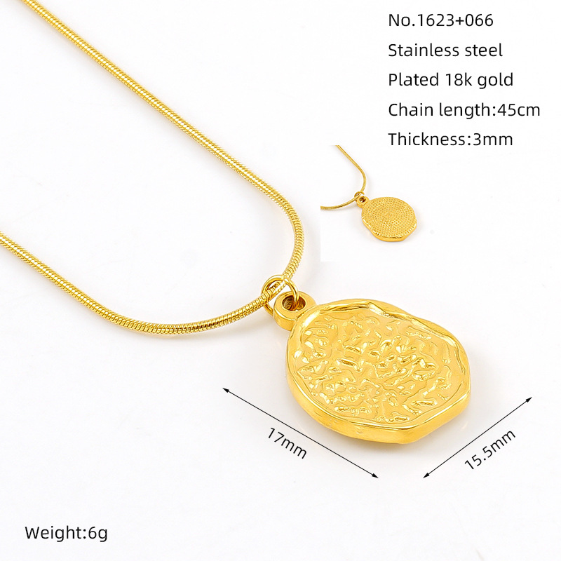 Gold color / 1 Piece Simple Series Classic Geometric Stainless Steel 18K Gold Color Plated Women's Pendant Necklaces Picture5